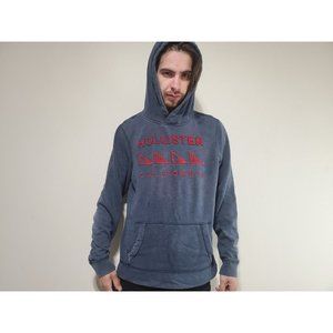 Hollister Gray Red Embroidered Triangles Hoodie Mens Size L
